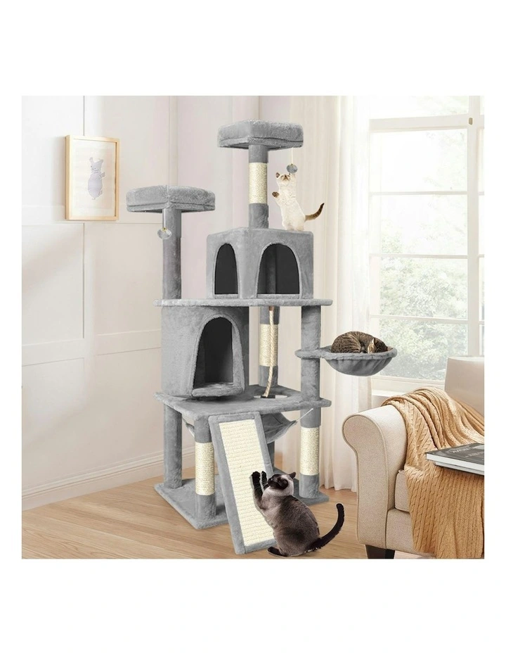 Hammock Scratching Post Cat Tree 161cm in Light Grey image 2