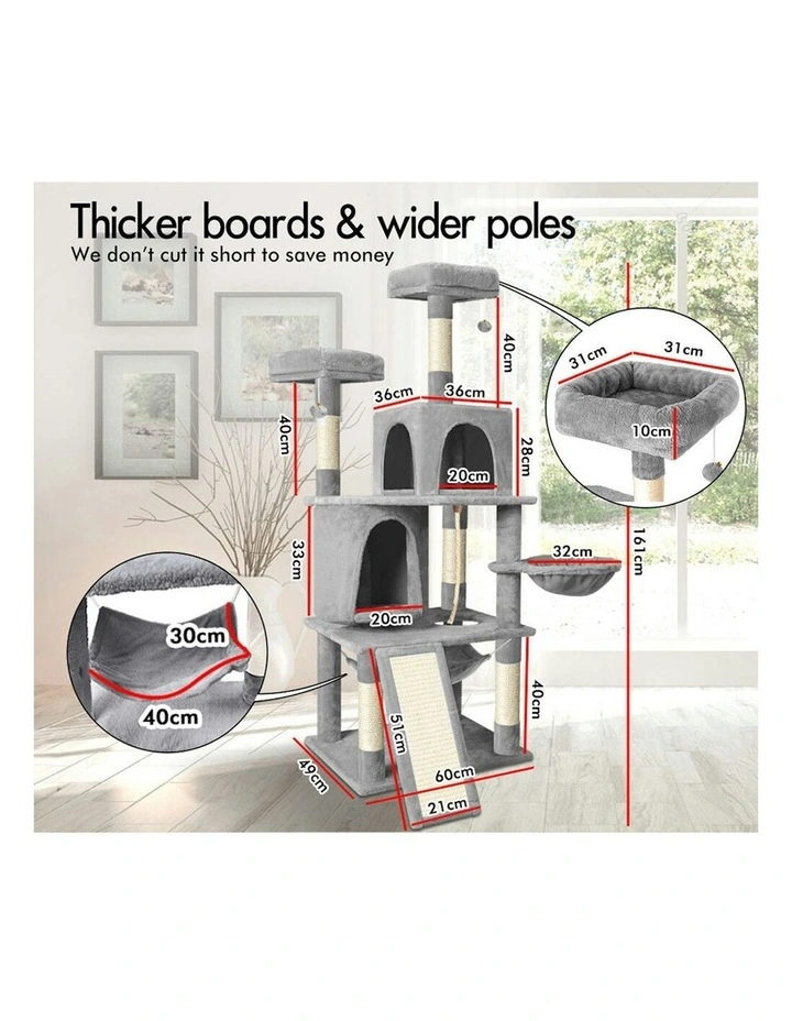 Hammock Scratching Post Cat Tree 161cm in Light Grey image 7
