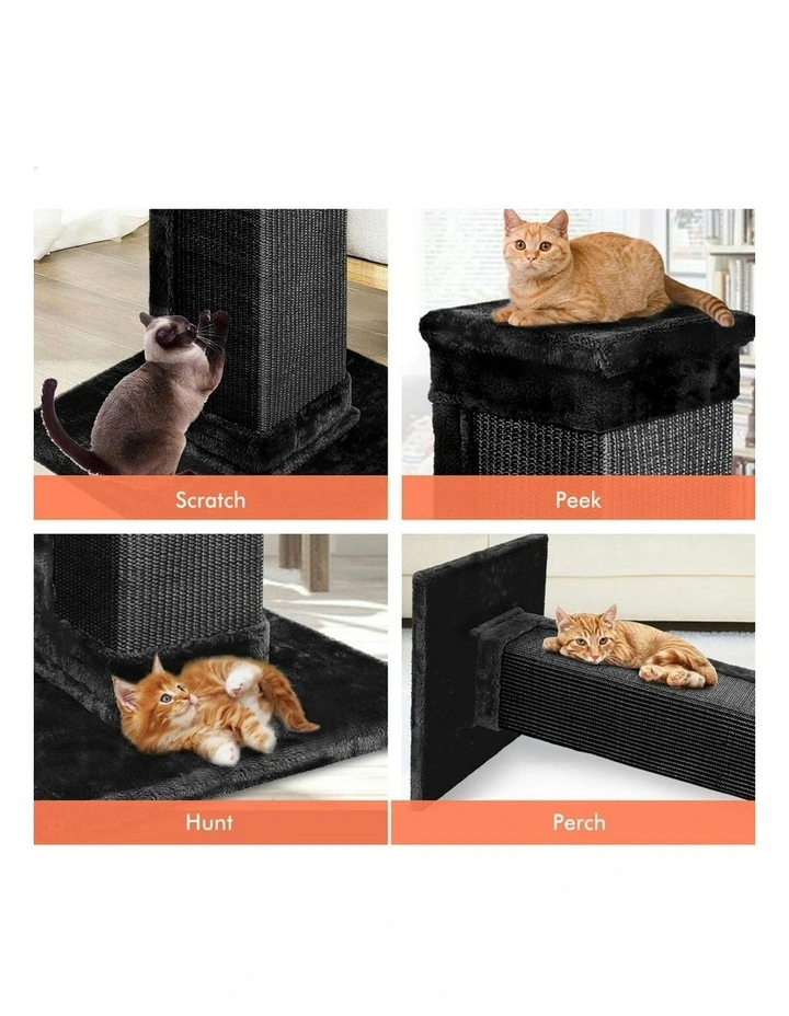 Wood Tower Scratching Post Condo House Cat Tree 92cm in Black image 4