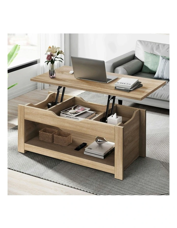 Lift Up Top Laptop Desk Coffee Table in Oak image 2