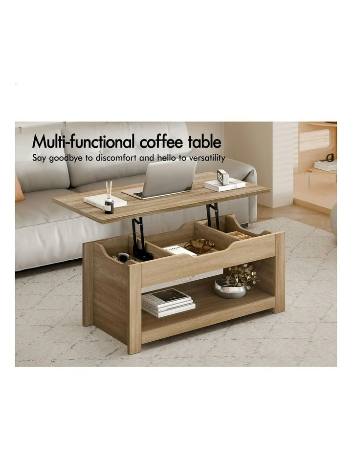 Lift Up Top Laptop Desk Coffee Table in Oak image 3