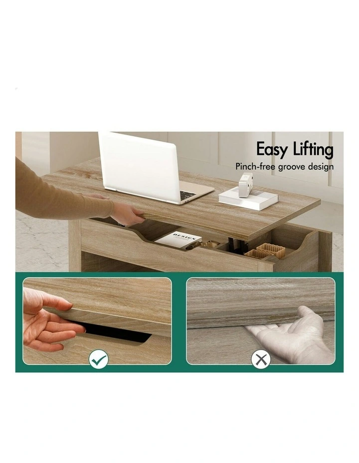 Lift Up Top Laptop Desk Coffee Table in Oak image 4