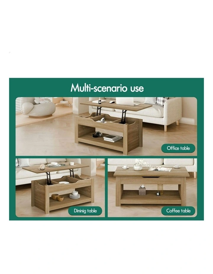 Lift Up Top Laptop Desk Coffee Table in Oak image 6