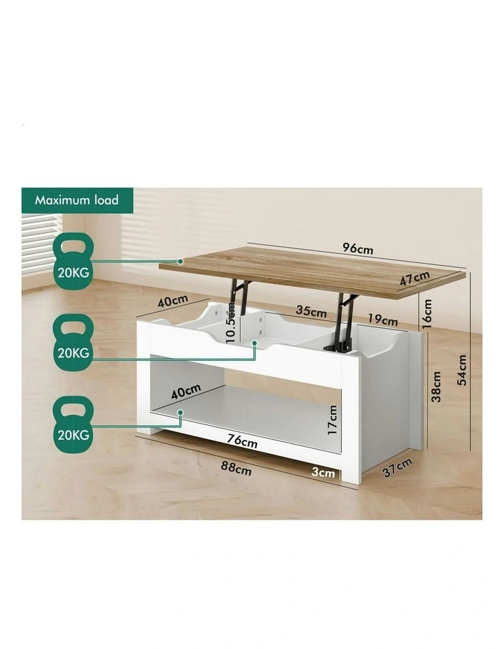 Lift Up Top Laptop Desk Coffee Table in Multi image 5