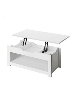 Lift Up Top Laptop Desk Coffee Table in White