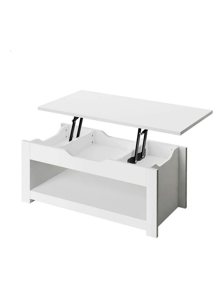 Lift Up Top Laptop Desk Coffee Table in White image 1
