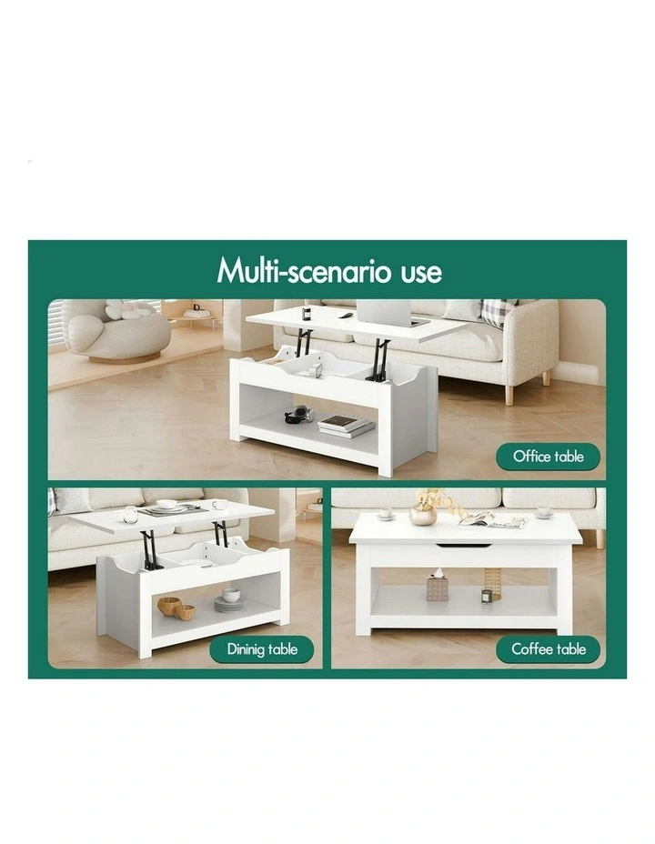 Lift Up Top Laptop Desk Coffee Table in White image 6