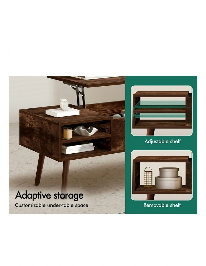 Lift Up Top Hidden Storage Coffee Table in Dark Oak image 4