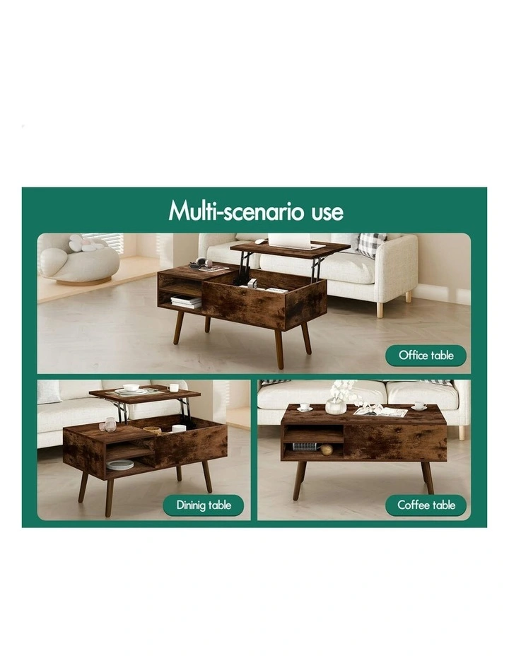 Lift Up Top Hidden Storage Coffee Table in Dark Oak image 6