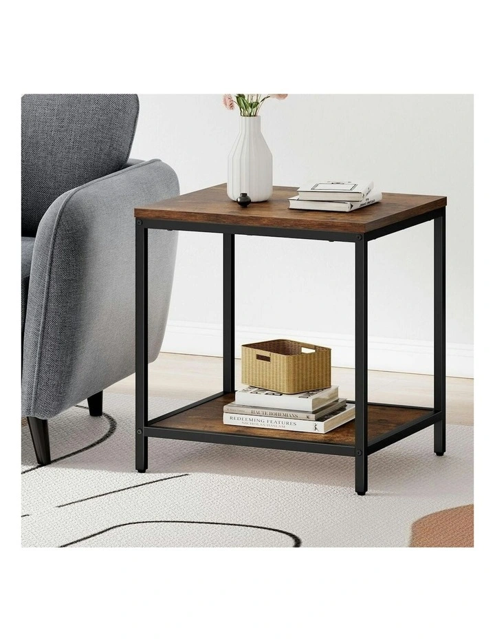 Industrial Side Table in Brown image 2
