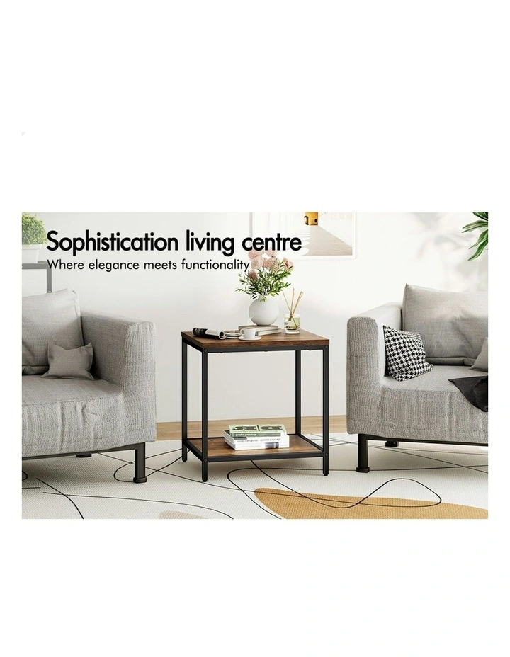 Industrial Side Table in Brown image 3