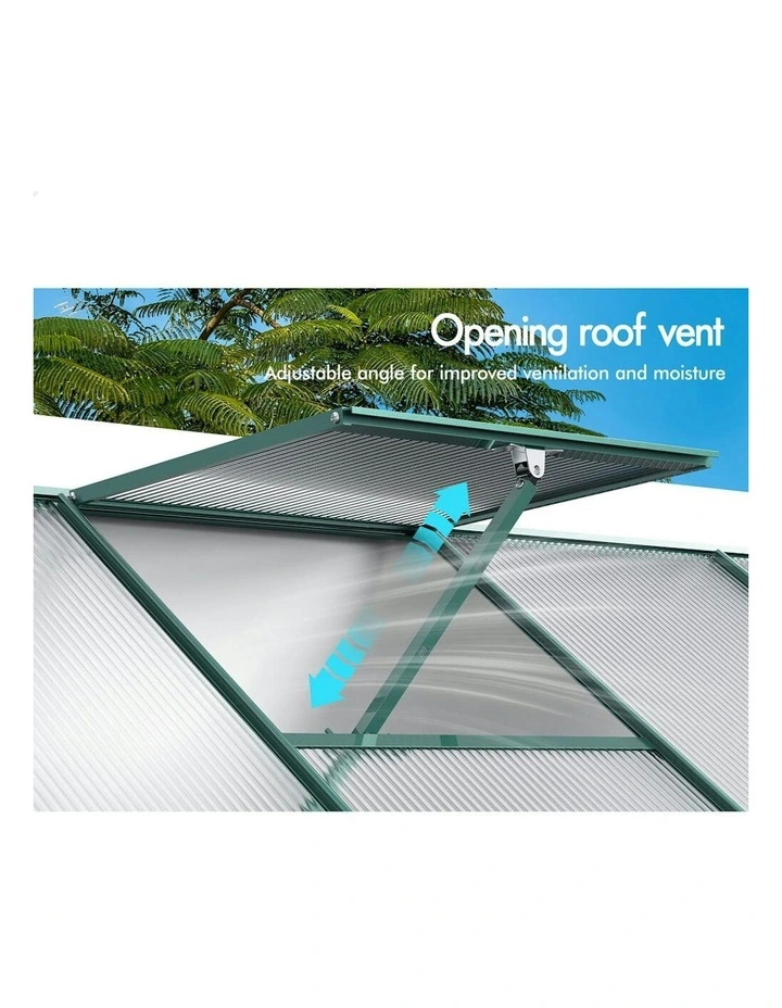 Lean-to Aluminium Polycarbonate Garden Storage Shed Greenhouse 2.52x1.27x2.13M in Multi image 7