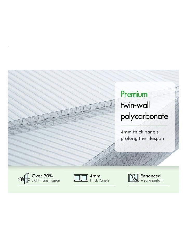 Aluminium Polycarbonate Garden Storage Shed Greenhouse 2.5x1.9x1.8M in Multi image 3