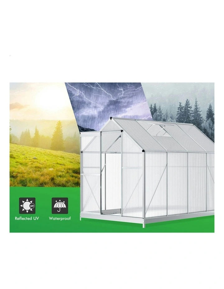 Aluminium Polycarbonate Garden Storage Shed Greenhouse 2.5x1.9x1.8M in Multi image 6