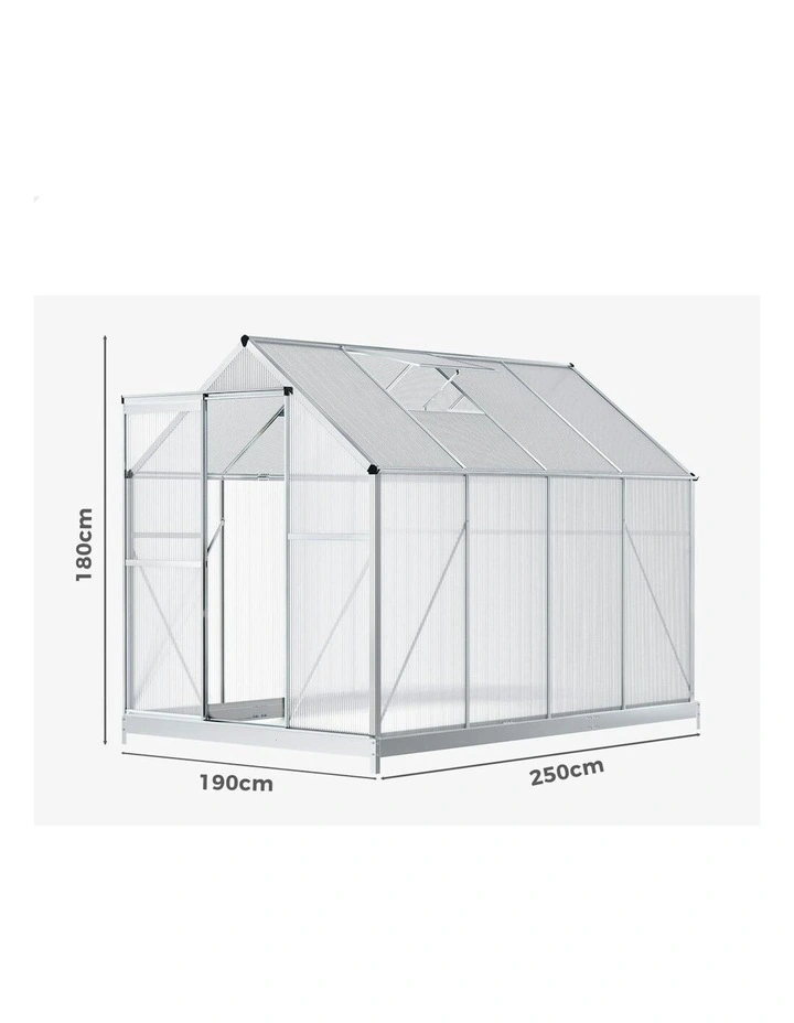 Aluminium Polycarbonate Garden Storage Shed Greenhouse 2.5x1.9x1.8M in Multi image 7