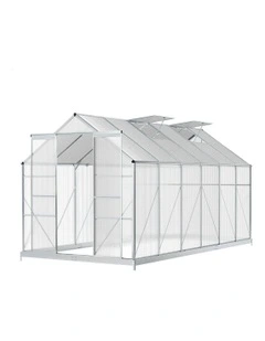 Aluminium Polycarbonate Garden Storage Shed Greenhouse 3.8x2.4x2.1M in White