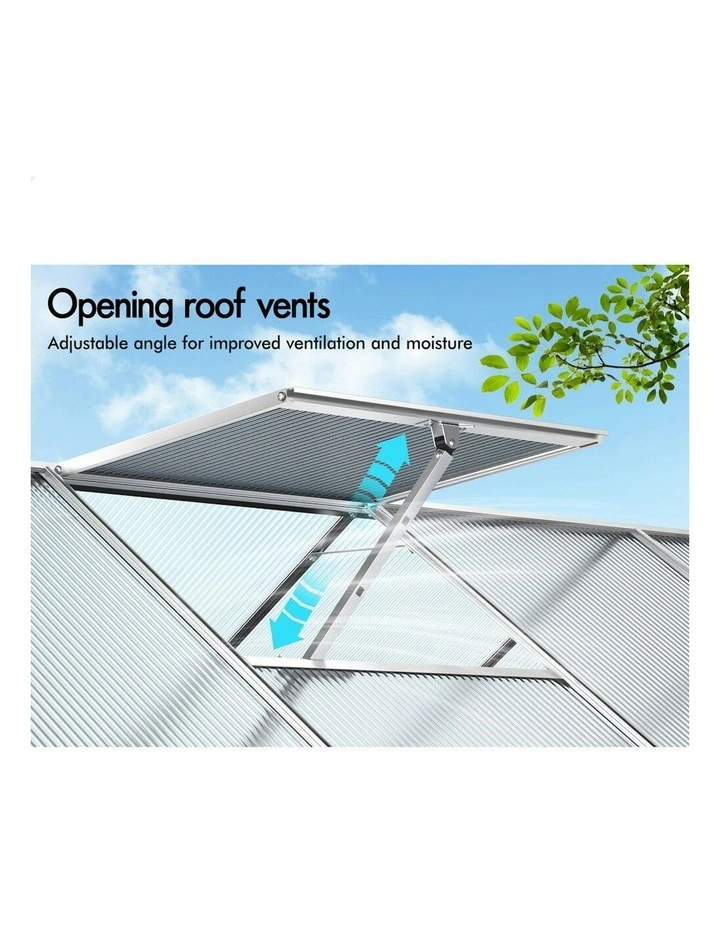 Aluminium Polycarbonate Garden Storage Shed Greenhouse 3.8x2.4x2.1M in White image 6