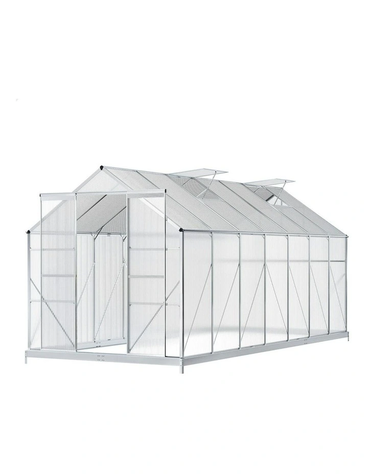 Aluminium Polycarbonate Garden Storage Shed Greenhouse 4.4x2.4x2.1M image 1