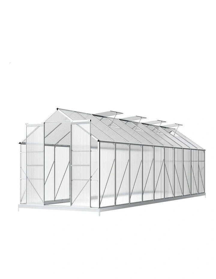 Aluminium Polycarbonate Garden Storage Shed Greenhouse 6.3x2.4x2.1M image 1
