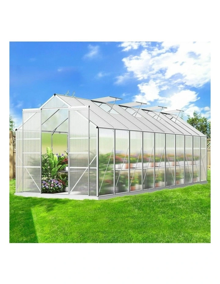 Aluminium Polycarbonate Garden Storage Shed Greenhouse 6.3x2.4x2.1M image 2