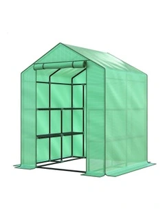 Walk In Greenhouse Tunnel Plant 8 Shelves Garden Shed 1.4x1.55x2M in Green