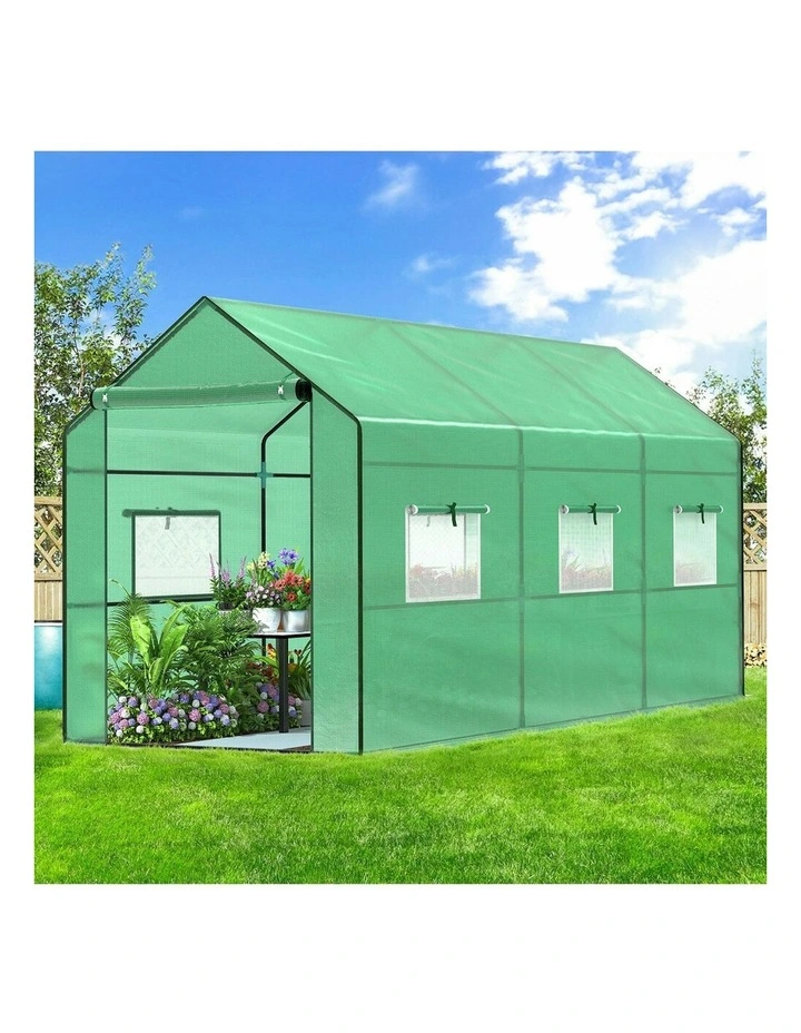 Walk In Green House Tunnel Plant Garden Shed 3.5x2x2M in Green image 2