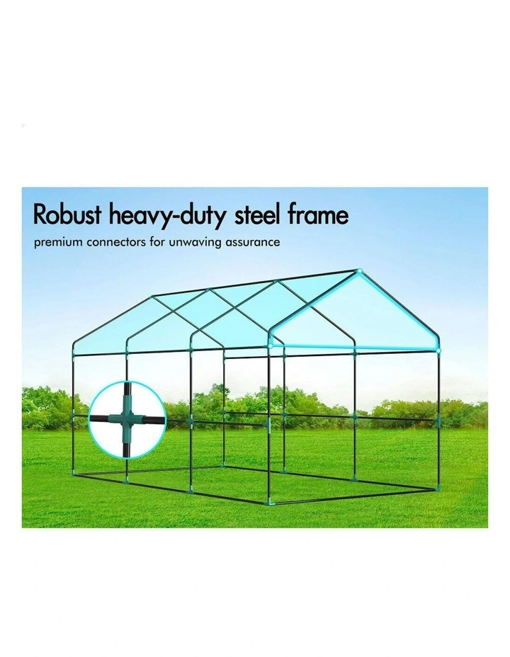 Walk In Green House Tunnel Plant Garden Shed 3.5x2x2M in Green image 3