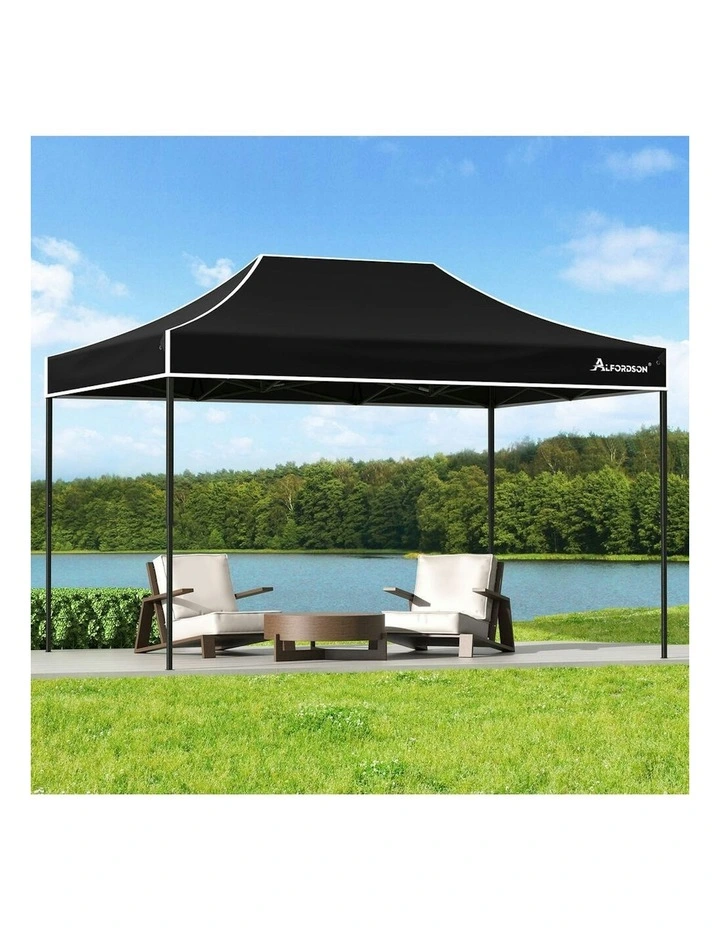 Gazebo Pop Up Marquee 600D Oxford Folding Outdoor Tent 4.5x3m in Black image 2