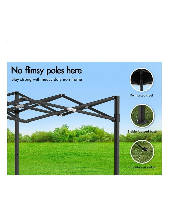 Gazebo Pop Up Marquee 600D Oxford Folding Outdoor Tent 4.5x3m in Black image 3