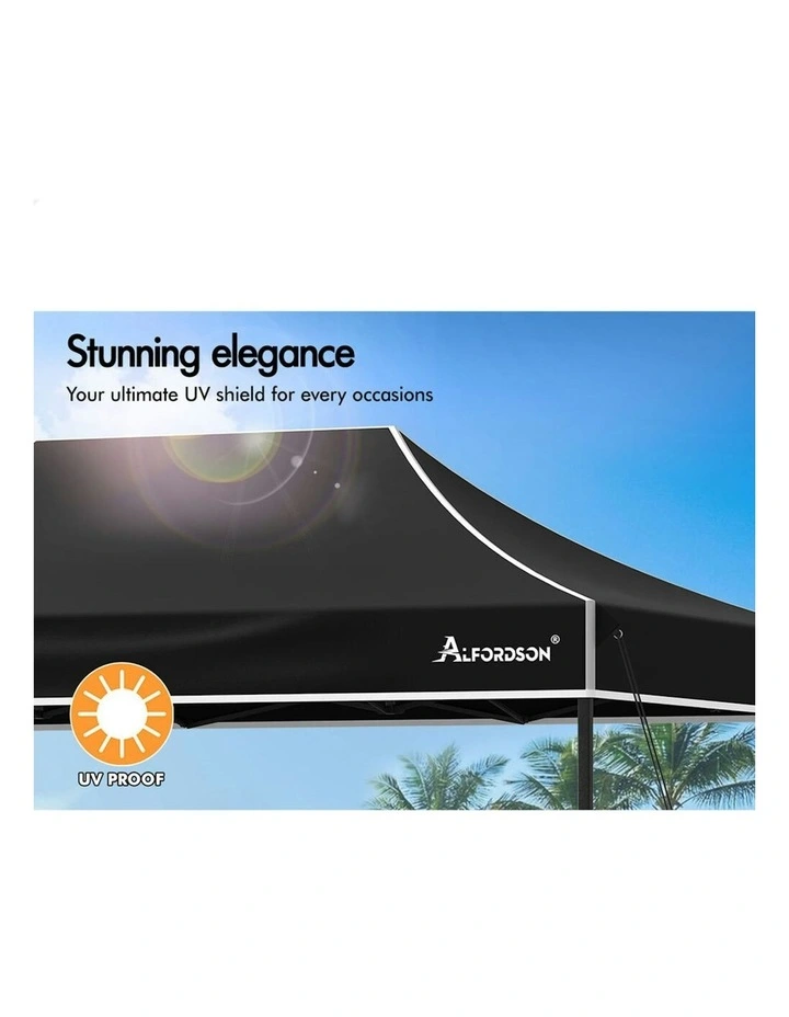 Gazebo Pop Up Marquee 600D Oxford Folding Outdoor Tent 4.5x3m in Black image 5