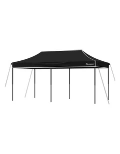 Gazebo Pop Up Marquee 600D Oxford Folding Outdoor Tent 6x3m in Black
