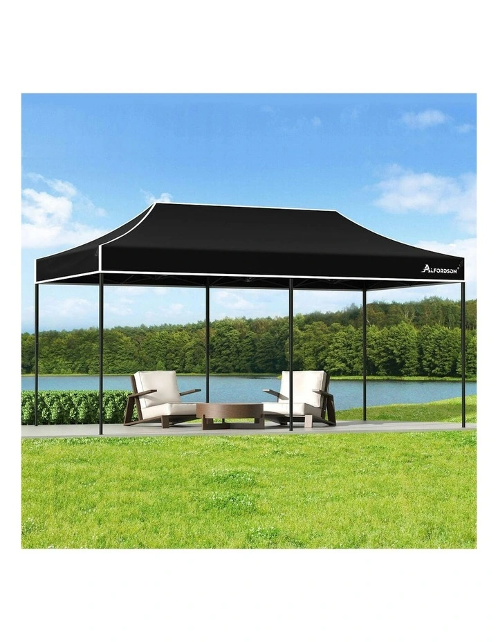 Gazebo Pop Up Marquee 600D Oxford Folding Outdoor Tent 6x3m in Black image 2