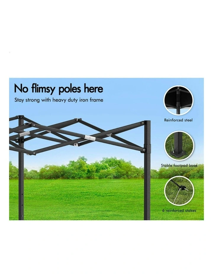 Gazebo Pop Up Marquee 600D Oxford Folding Outdoor Tent 6x3m in Black image 3