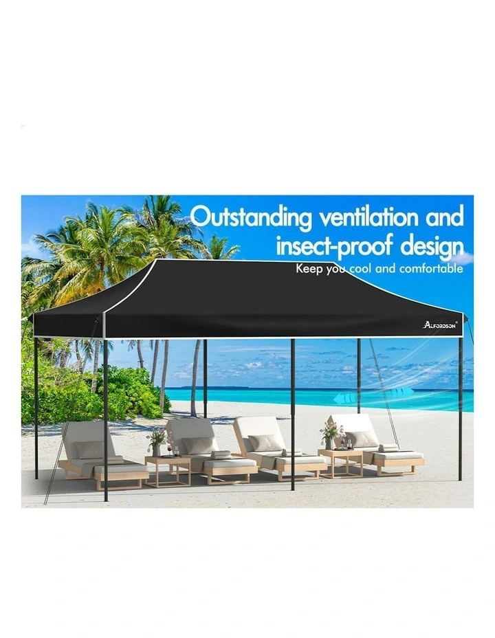 Gazebo Pop Up Marquee 600D Oxford Folding Outdoor Tent 6x3m in Black image 5