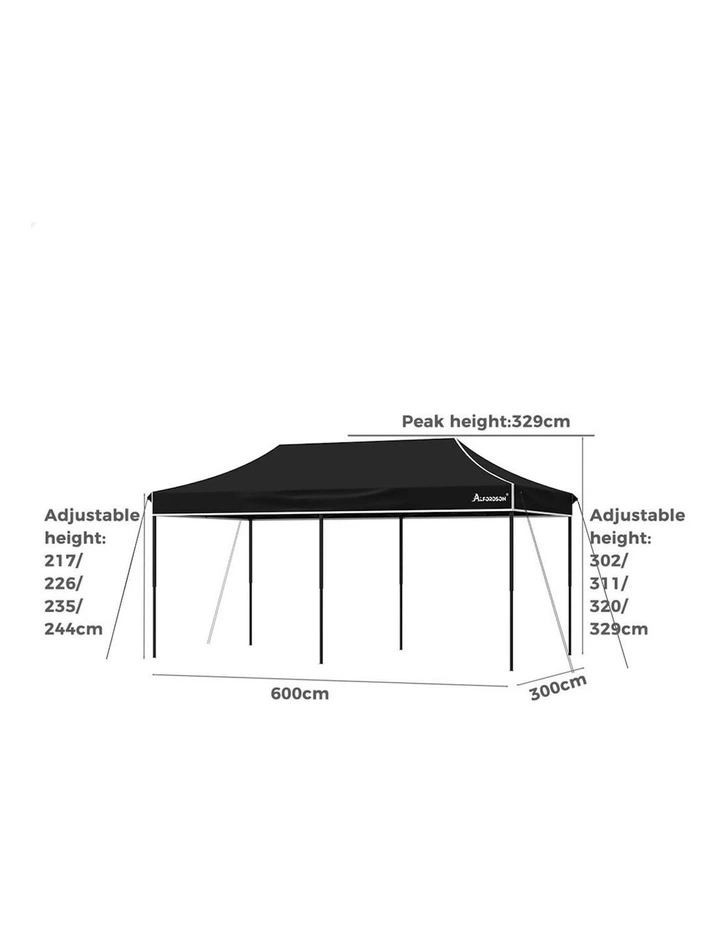 Gazebo Pop Up Marquee 600D Oxford Folding Outdoor Tent 6x3m in Black image 7