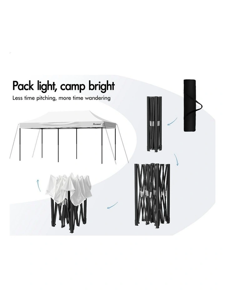 Gazebo Pop Up Marquee 600D Oxford Folding Outdoor Tent 6x3m in White image 6