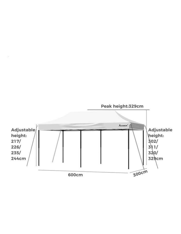 Gazebo Pop Up Marquee 600D Oxford Folding Outdoor Tent 6x3m in White image 7
