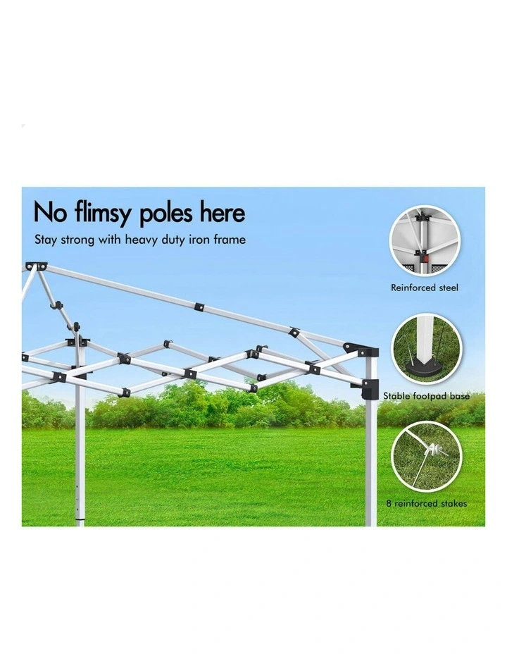 Gazebo Pop Up Marquee Outdoor Tent Mesh Wall 3x3 in Black image 5