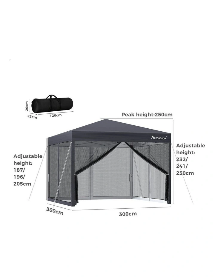 Gazebo Pop Up Marquee Outdoor Tent 3x3 in Grey image 3