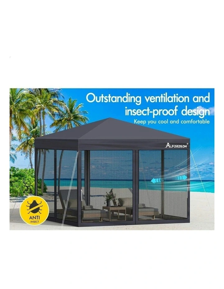 Gazebo Pop Up Marquee Outdoor Tent 3x3 in Grey image 7