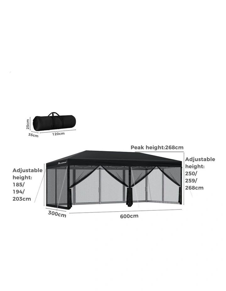 Gazebo Pop Up Marquee Outdoor Canopy 3x6m in Black image 3