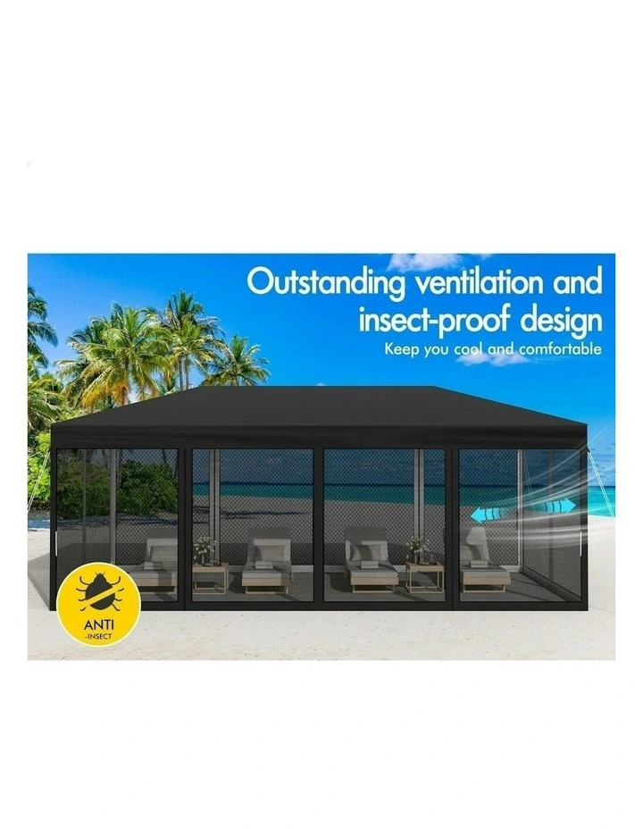 Gazebo Pop Up Marquee Outdoor Canopy 3x6m in Black image 7