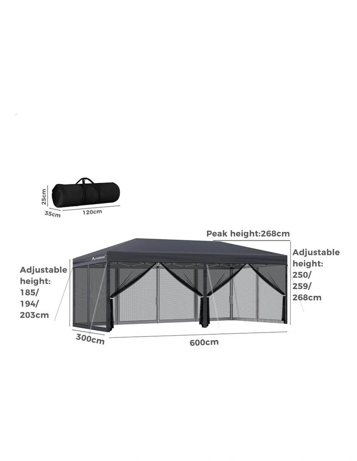 Gazebo Pop Up Marquee Outdoor Canopy Tent 3x6m  in Grey image 3