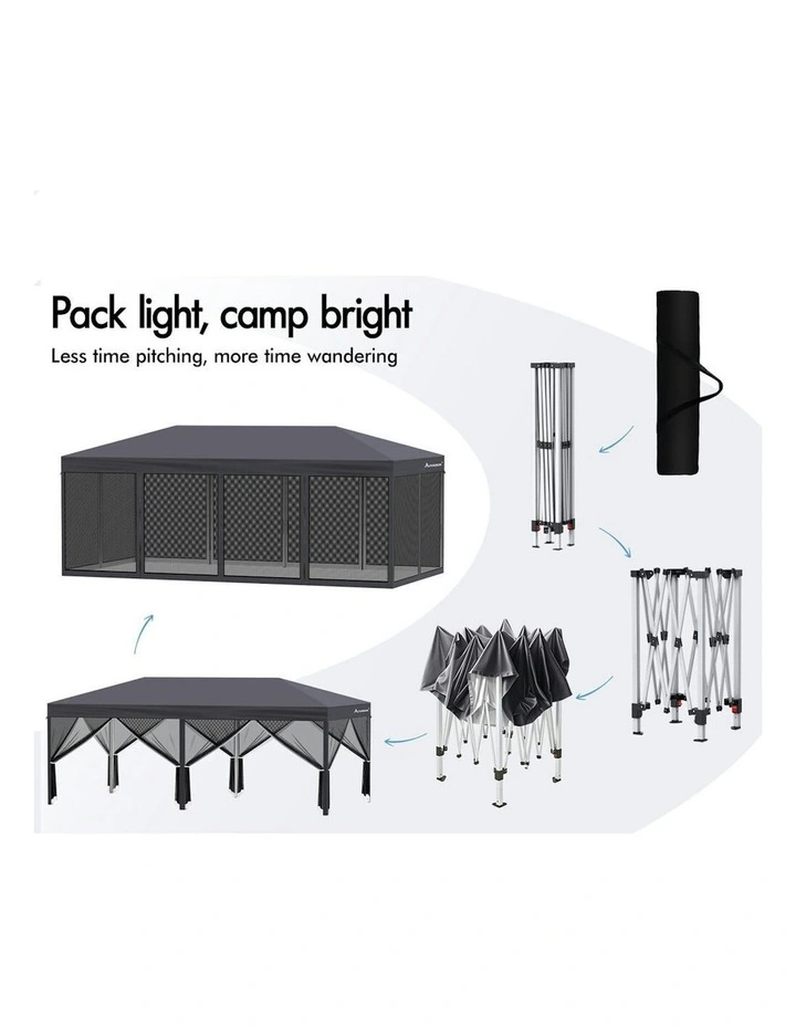 Gazebo Pop Up Marquee Outdoor Canopy Tent 3x6m  in Grey image 4