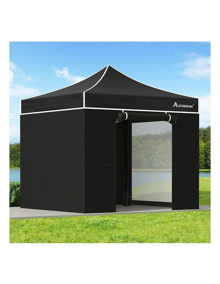 Gazebo Pop Up Marquee 600D Oxford Folding Camping Tent 3x3m in Black image 2
