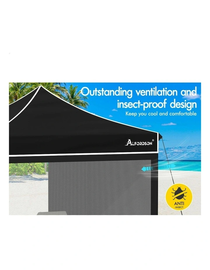 Gazebo Pop Up Marquee 600D Oxford Folding Camping Tent 3x3m in Black image 7