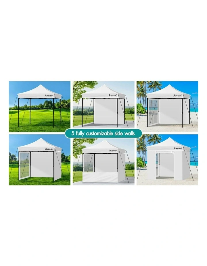 Gazebo Pop Up Marquee 600D Oxford Folding Camping Tent 3x3m in White image 4