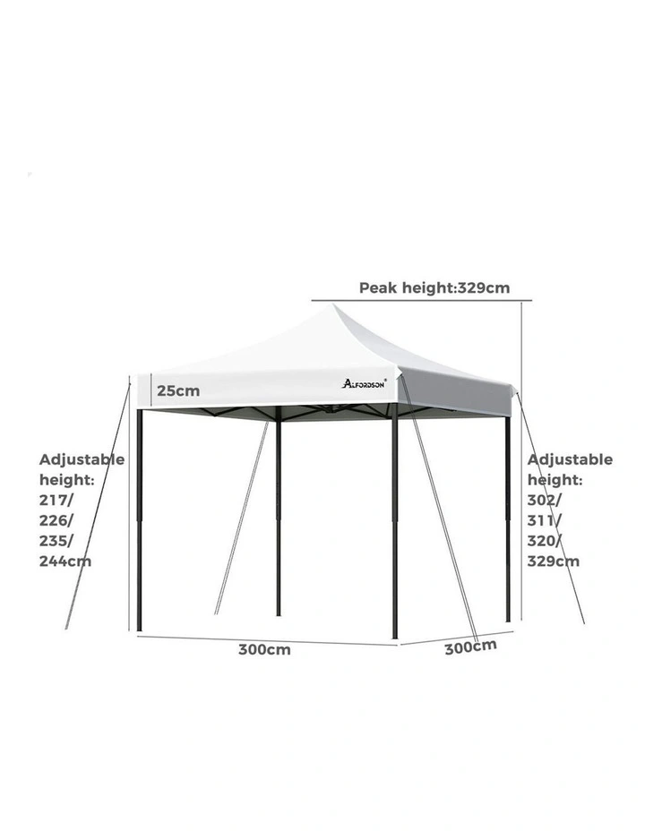 Gazebo Pop Up Marquee 600D Oxford Folding Camping Tent 3x3m in White image 6