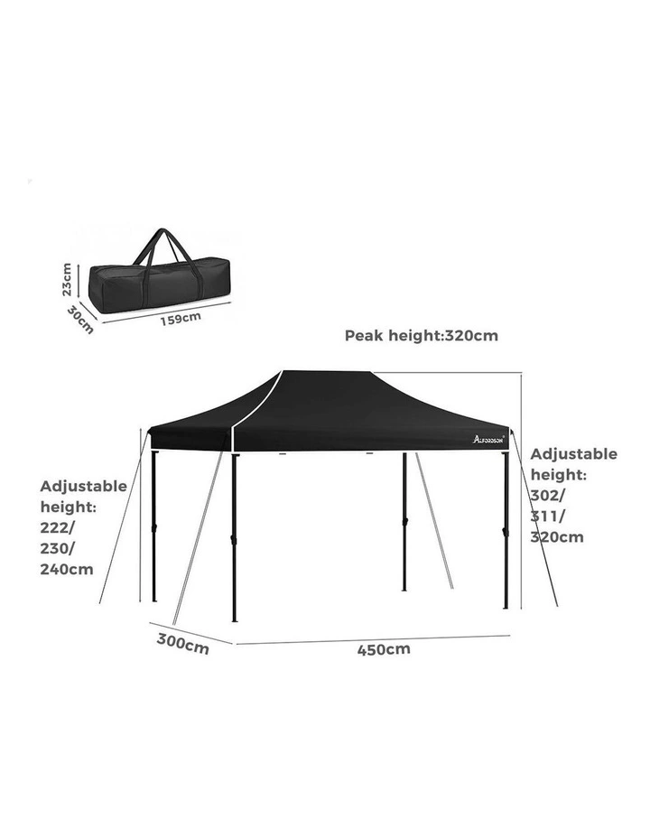 Gazebo Pop Up Marquee Tent 3x4.5 in Black image 3