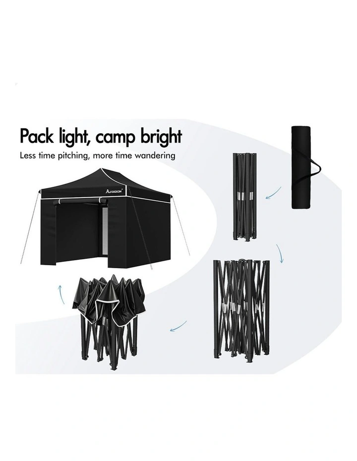 Gazebo Pop Up Marquee 600D Oxford Folding Camping Tent 4.5x3m in Black image 6